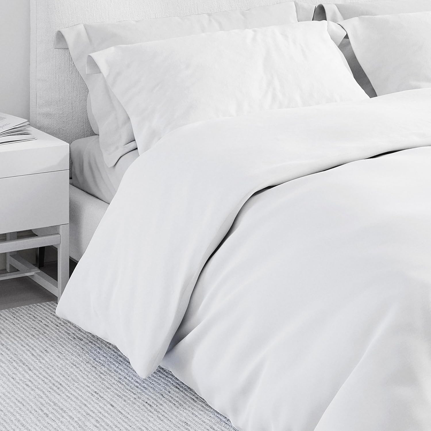 Corredocasa Copripiumino Matrimoniale e Singolo in Microfibra, Made in Italy – Set Copri Piumino Bianco con Sacco per Piumone e Federe (Una Piazza 150X200 cm)