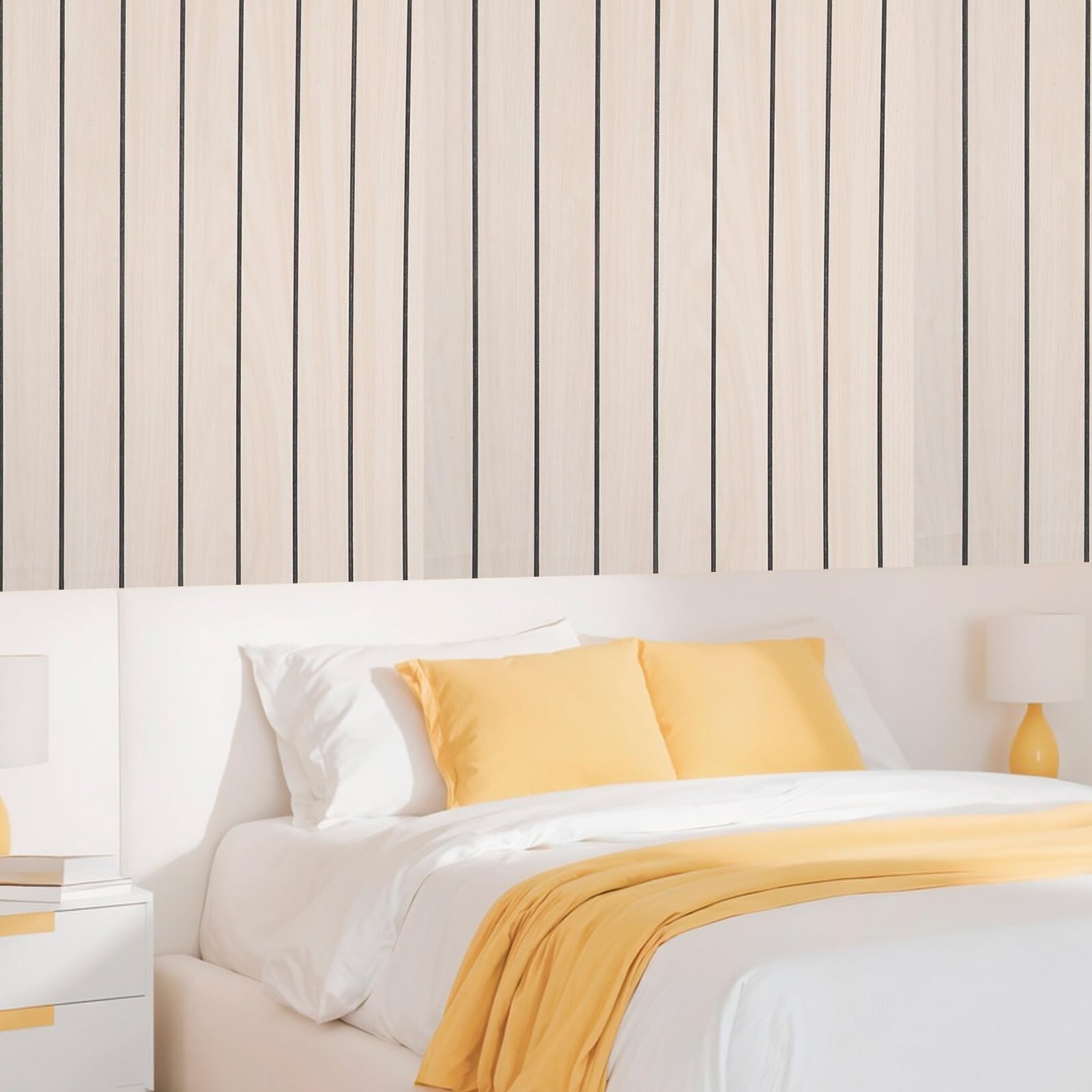 OUNONA Selbstklebende 3D Wandpaneele Lamellenwandtapete 300X40cm Wasserfest Strukturiert Abnehmbar Wandaufkleber für Bad Wohnzimmer Schlafzimmer