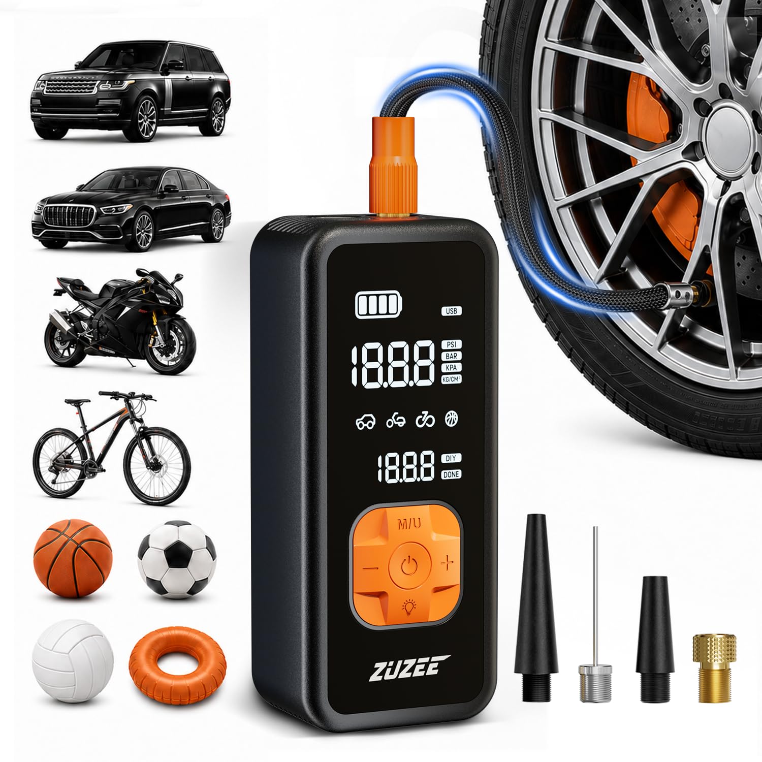 Tire Inflator Portable Air Compressor with Digital Gauge, 150 PSI Tire Pump