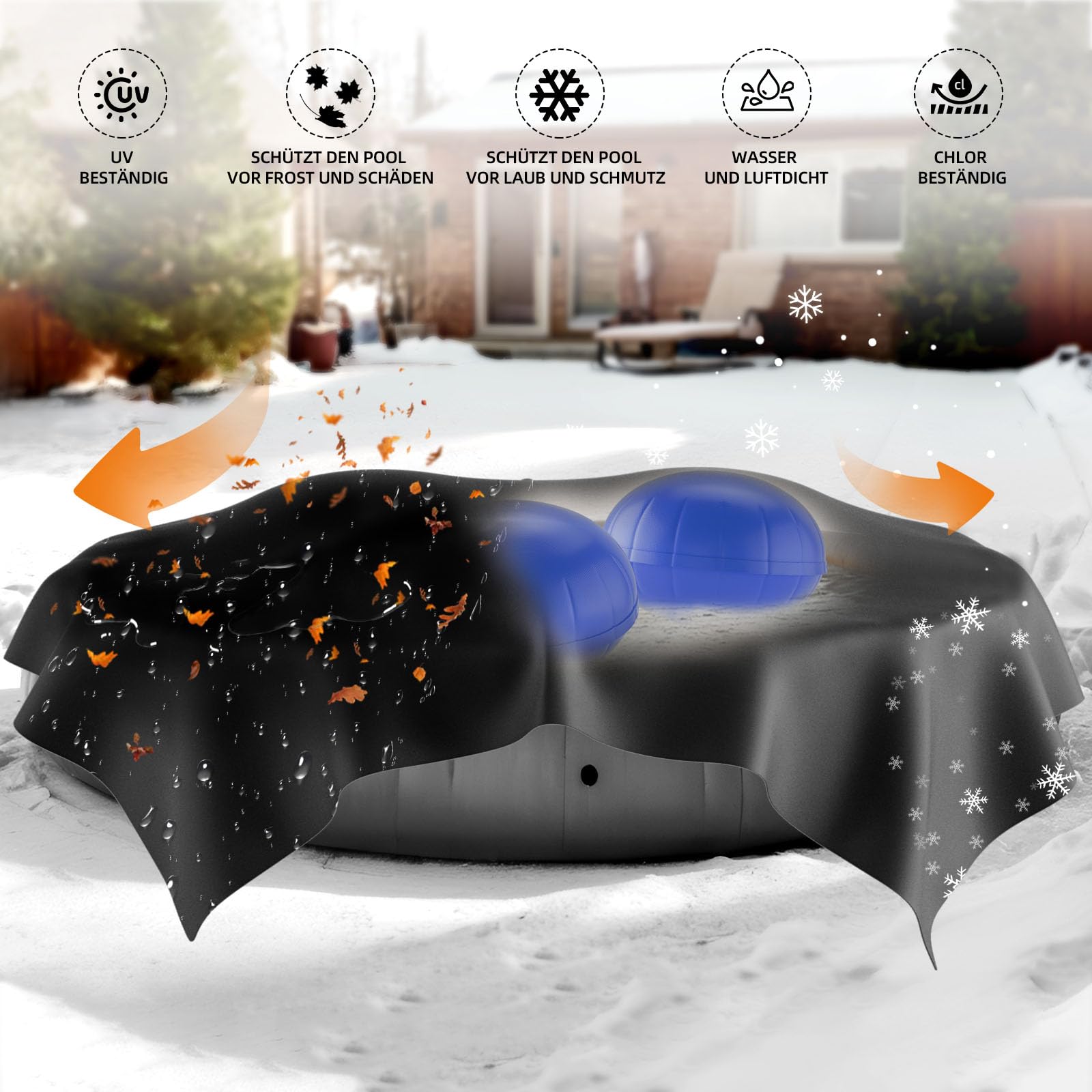 120 x 120cm Poolkissen Winter, Luftkissen Rund zur Poolabdeckung, Pool Winterkissen mit Sicherheitsventil, Pool Zubehör Wintermittel zur Überdachung, Pool Kissen Für Winterabdeckplanen