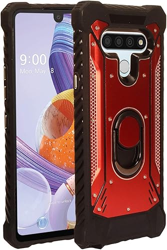 Miniatura 3 de Para LG Stylo 6 LM-Q730 (2020) - Carcasa híbrida de aluminio con soporte - ZY0 Rojo