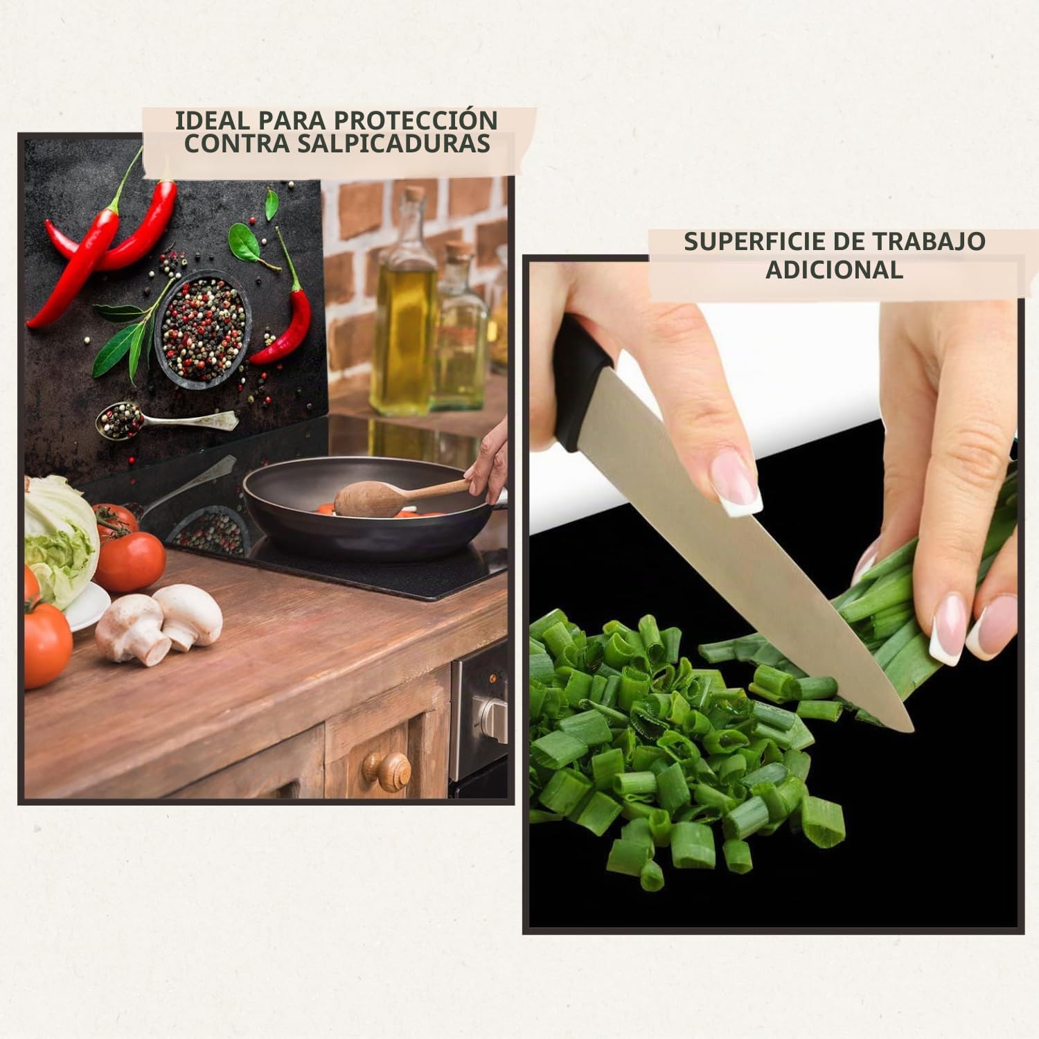 TMK - Placa protectora de vitrocerámica 60 x 52 cm 1 pieza cocina eléctrica universal para inducción protección contra salpicaduras tabla de cortar de vidrio templado como decoración Especias