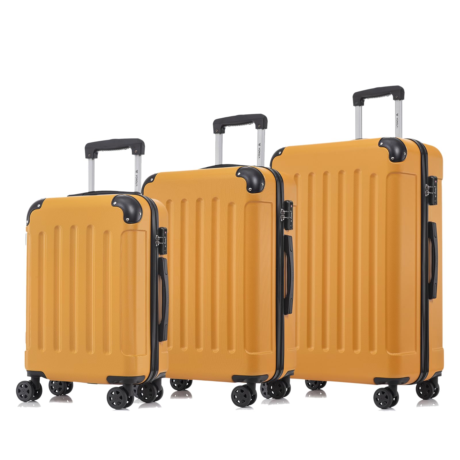 yonsly Koffer Suitcase, Trolley Reisekoffer, Rollkoffer Handgepäck mit 4 Rollen 360°, ABS Hartschalen, Sicherheitsschloss, Weicher Gummigriff, 210D-Futter
