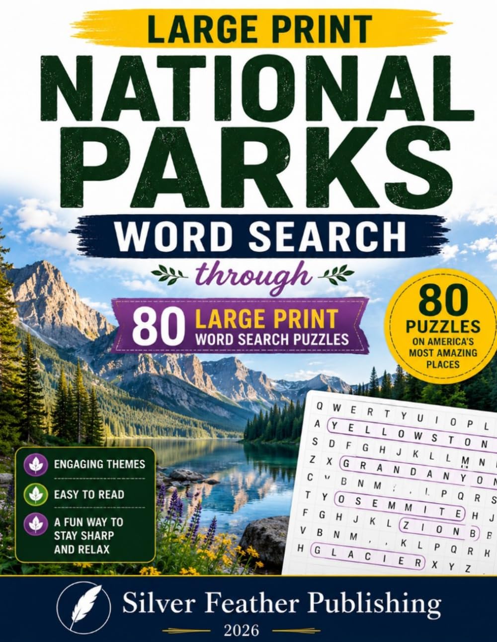 National Parks Word Search for Seniors: 80 Large Print Puzzles Covering All 63 U.S. National Parks — Trails, Wildlife & Landmarks by Region
