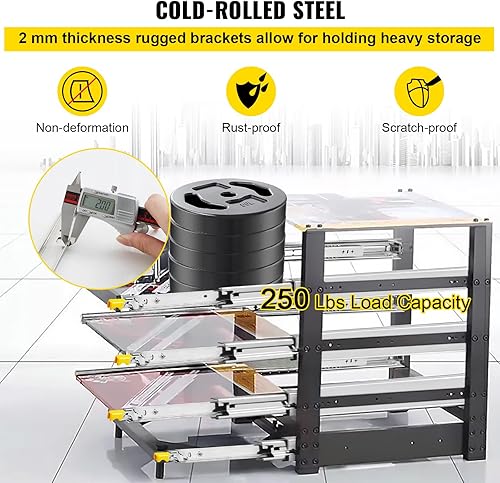 Miniatura 4 de VEVOR Diapositivas de cajón de 36 pulgadas, 1 par de cajones de bloqueo con capacidad de carga de 250 libras, rodamiento de bolas de montaje