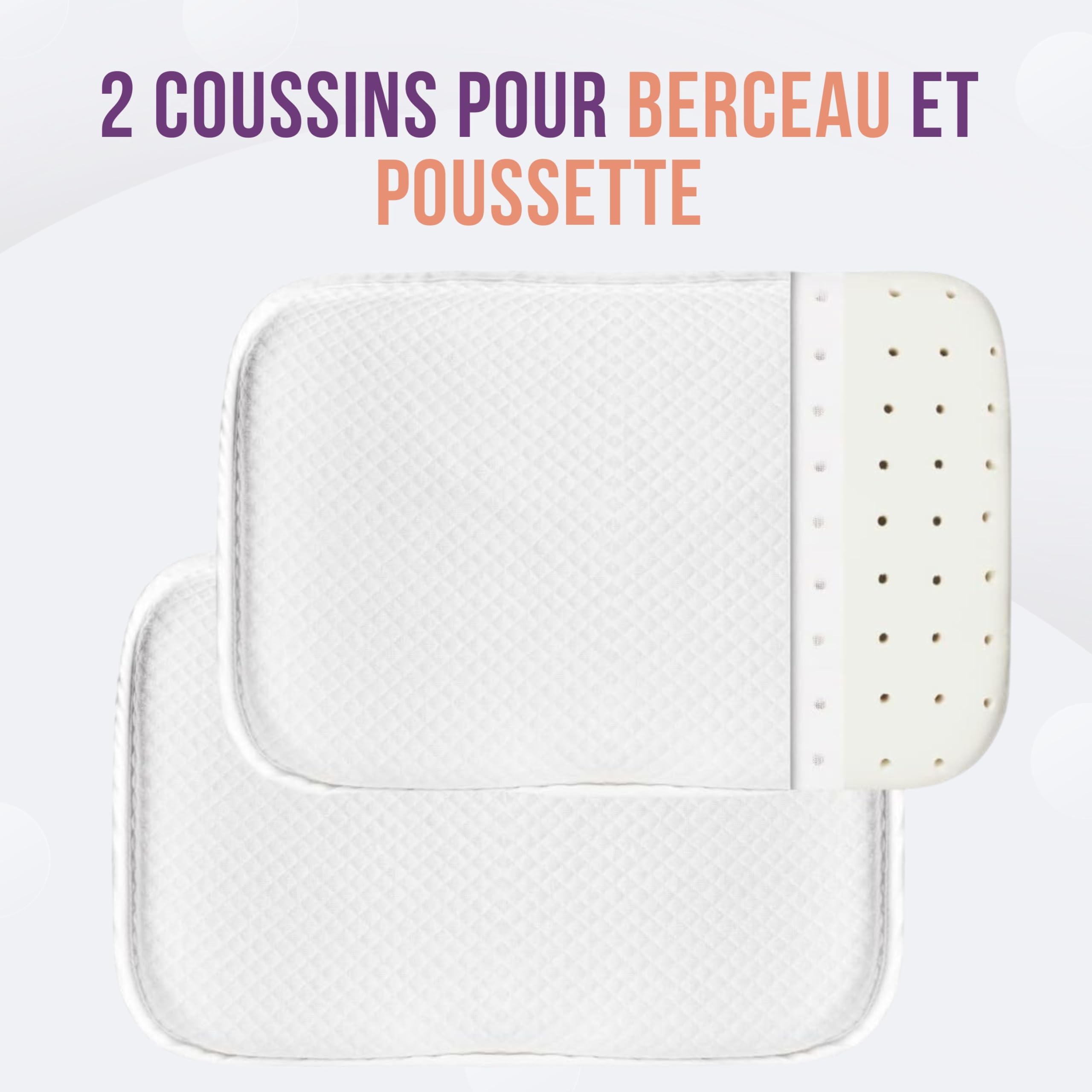 GOYSILA Lot de 2 Oreillers Bébé Coussin Enfant à Mémoire de Forme 30x20 cm Petit Oreiller Enfant Maternelle Sieste Plat Respirant Oeko Tex Enveloppe Coton Hypoallergénique Compatible Chicco Next2Me