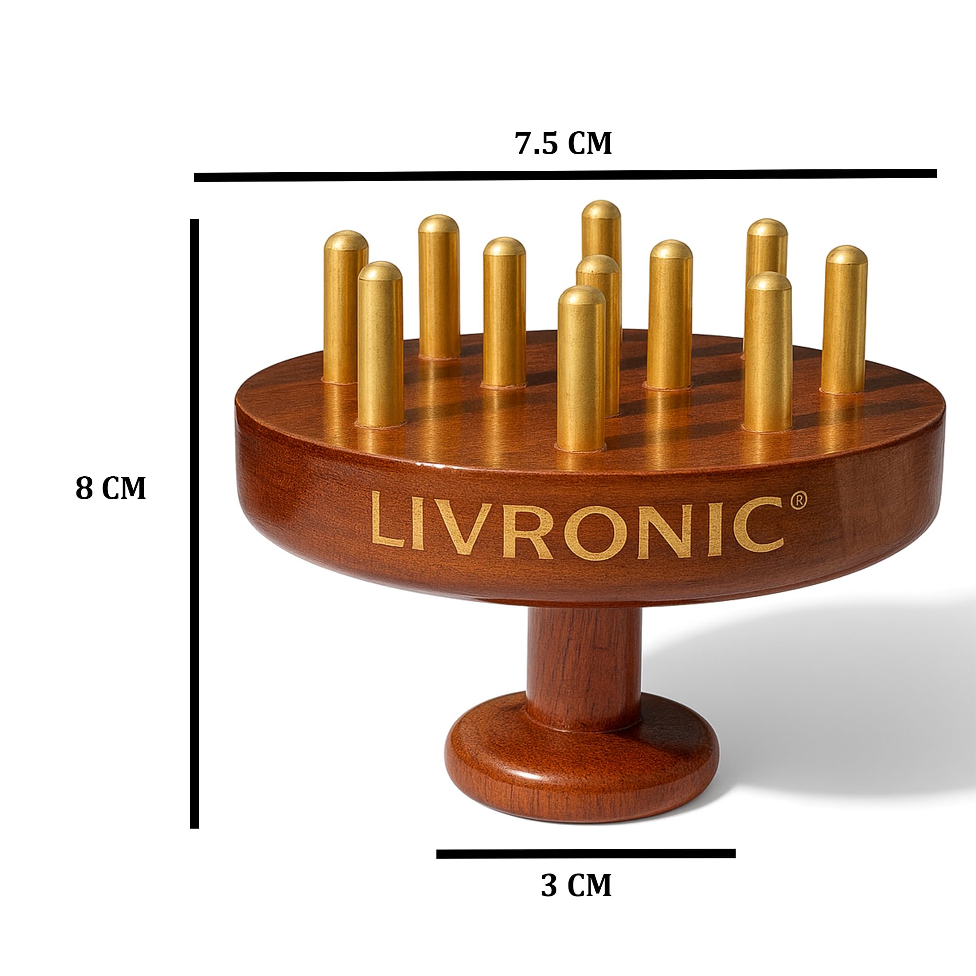 Livronic® Metal Head Scalp Massager & Body Stimulator with Wooden Handle | Manual Head Massage Tool for Natural Hair Growth, Stress Relief, Relaxation & Scalp Stimulation 2