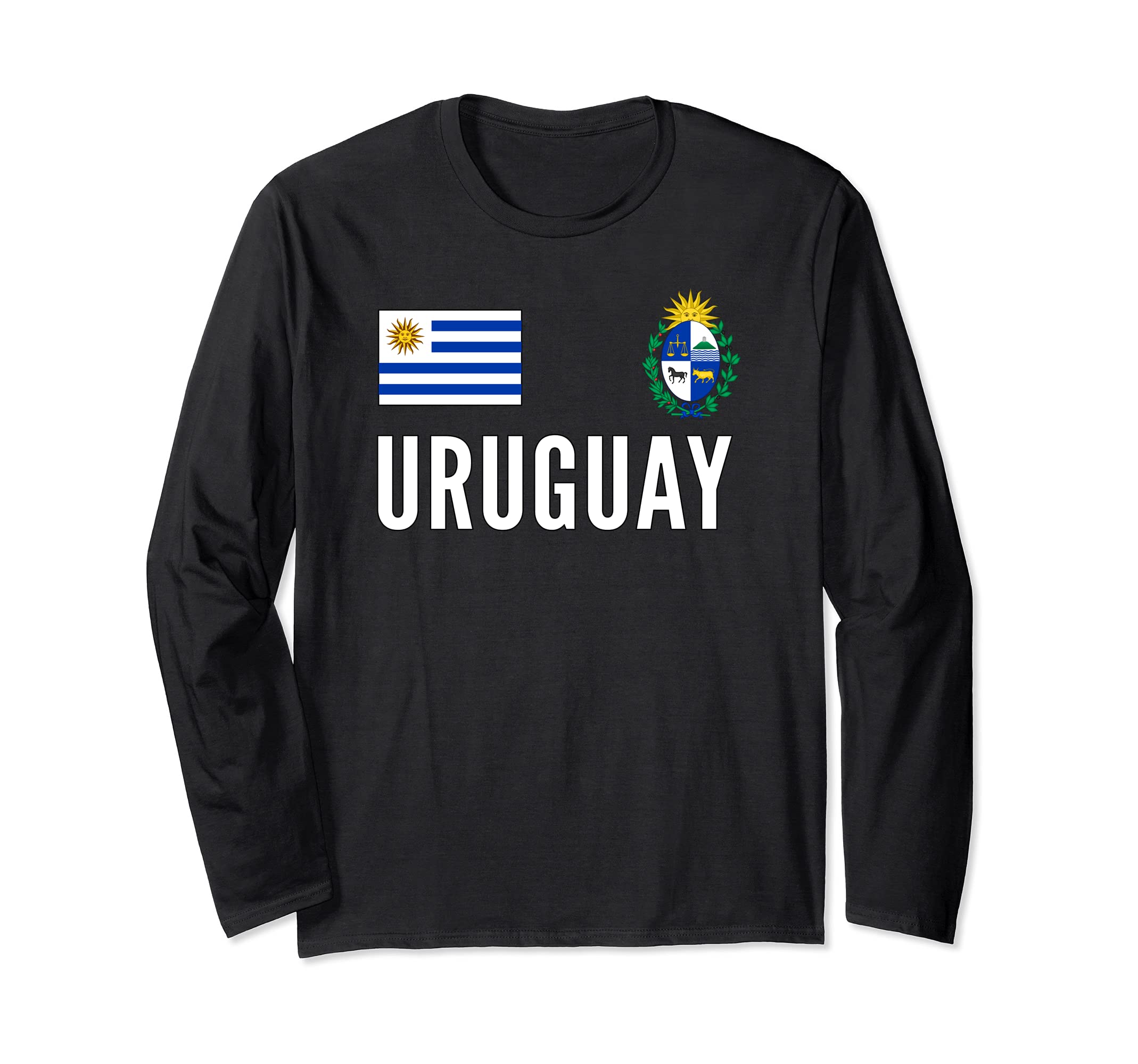 Uruguay Soccer Jersey Football Fan Support Long Sleeve T-Shirt, Black