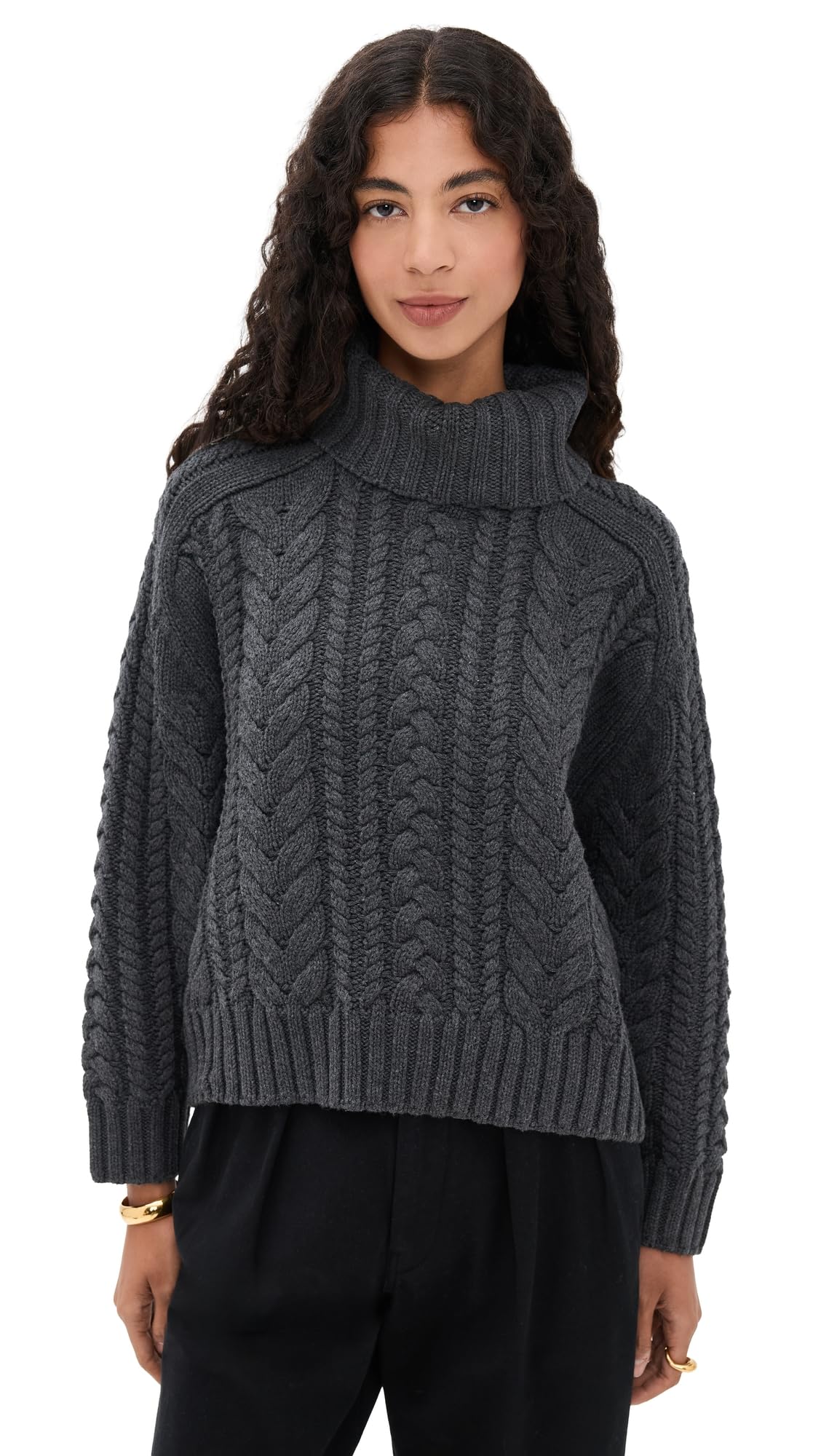 Denimist Womens Cable Turtleneck Sweater