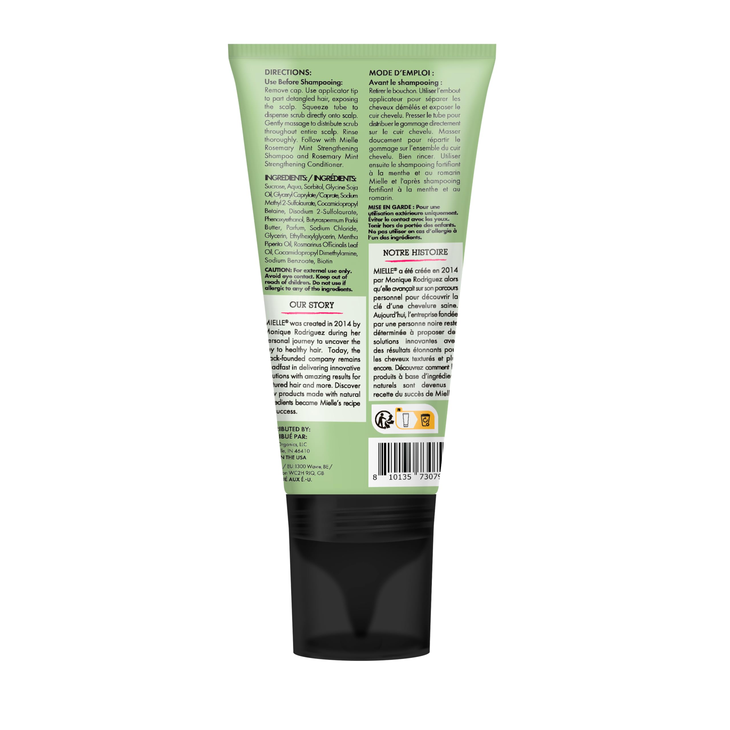 Mielle Rosemary & Mint Sugar Exfoliating Scalp Scrub, Gentle Pre-Shampoo Dry Scalp Treatment for Oil & Product Buildup - Image 2