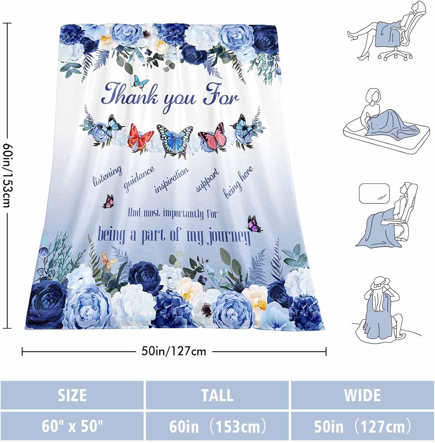 Thank You Gifts for Women, Appreciation Gift Blanket 60"X50", Retirement Gift for Women, Thank You Gifts for Coworkers, Employees, Teachers, Nurses - Image 4