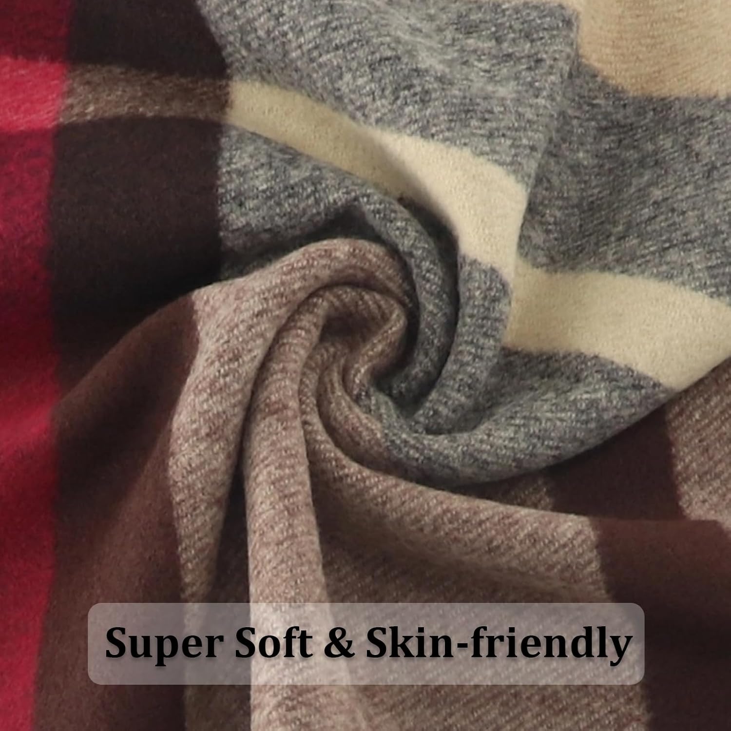 Plaid Scarf for Women and Men-Fall Winter Classic Tartan Checkered Plaid Scarves - Image 4