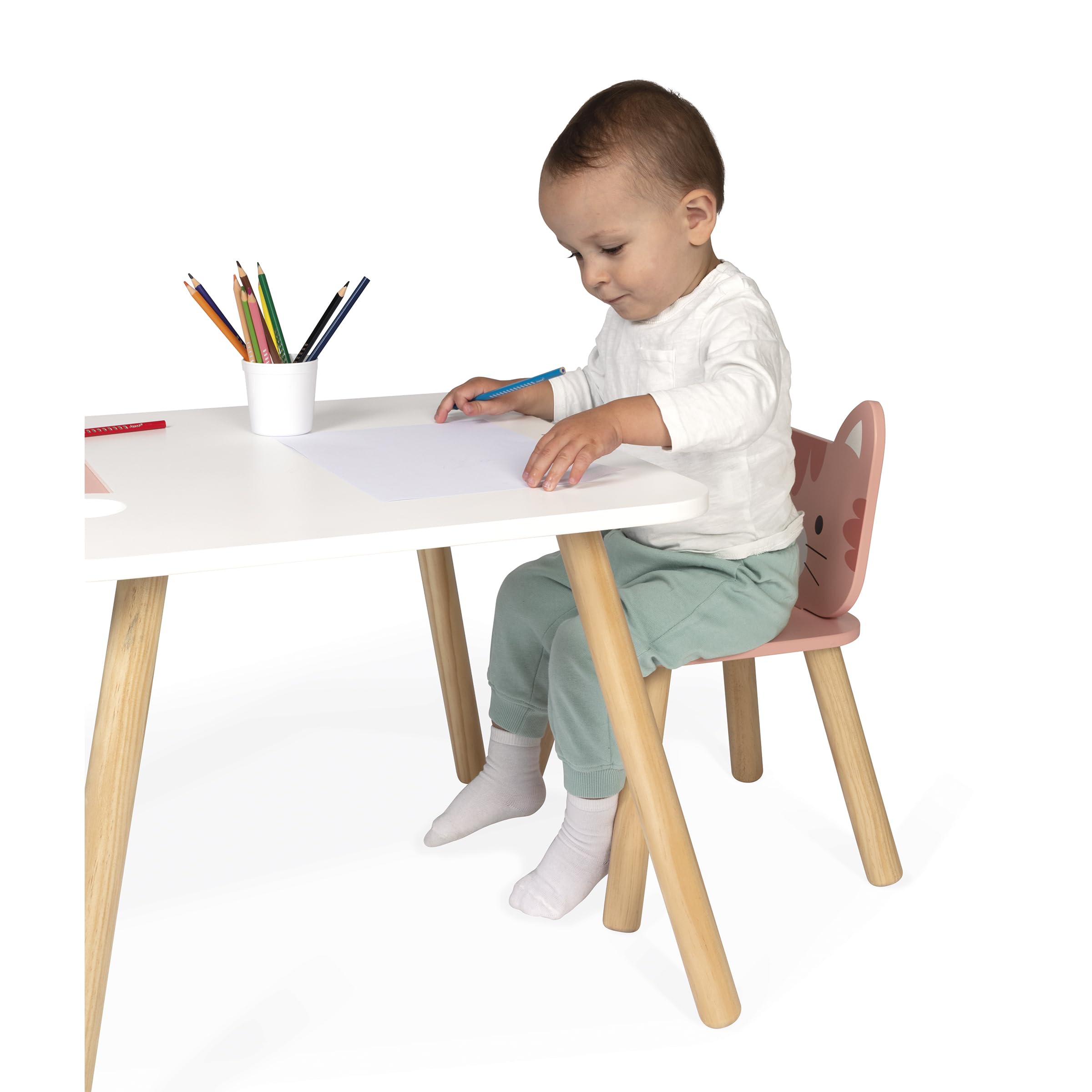 Janod Silla Infantil de Madera para Niños 32x32x47 cm 18 Meses Gato