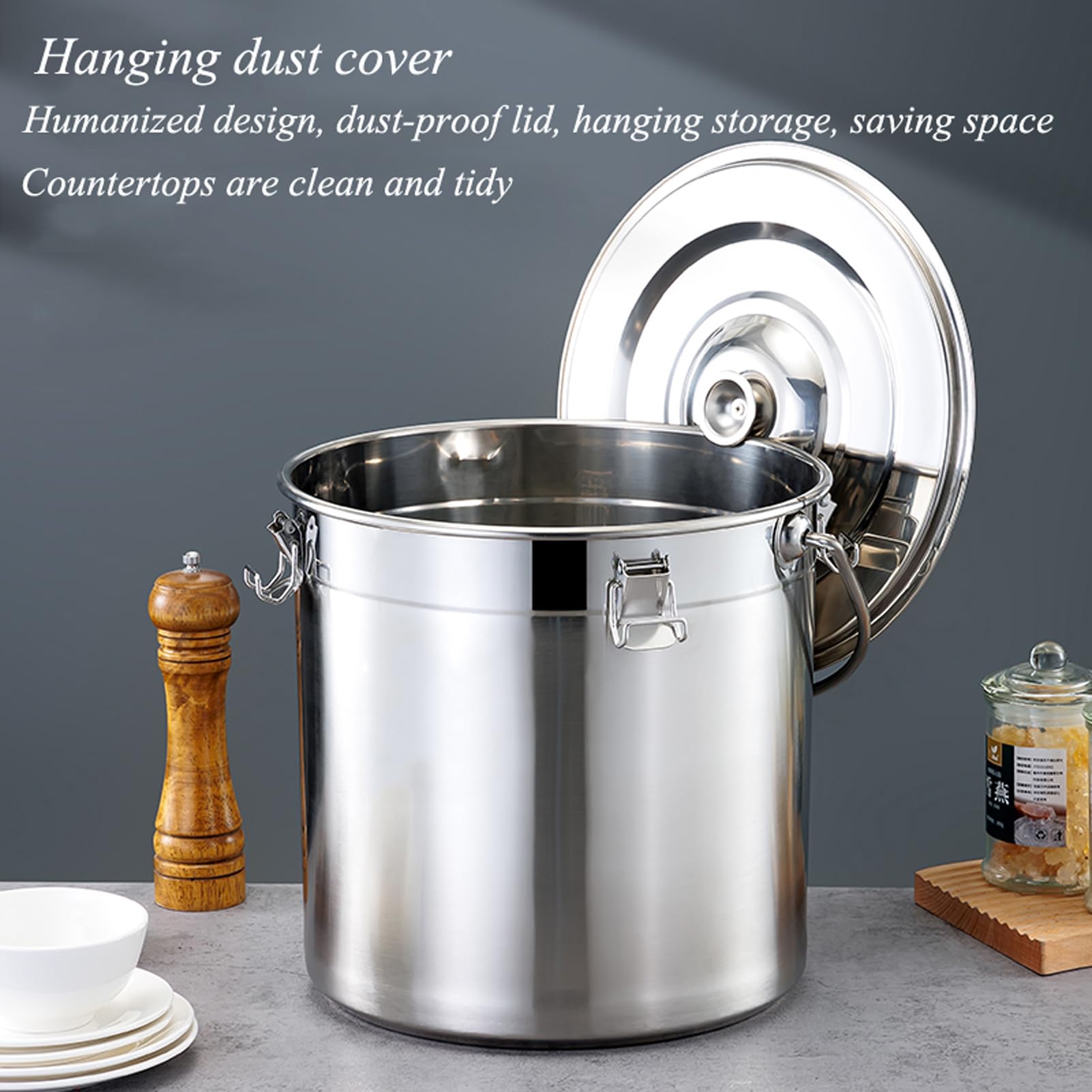 Pentola per Zuppa con Coperchio con Rubinetto Pentola, Pentola per Zuppa in Acciaio Inossidabile con Fondo Composito Secchio per Vino, Lattina per Addensare Il Latte,20L