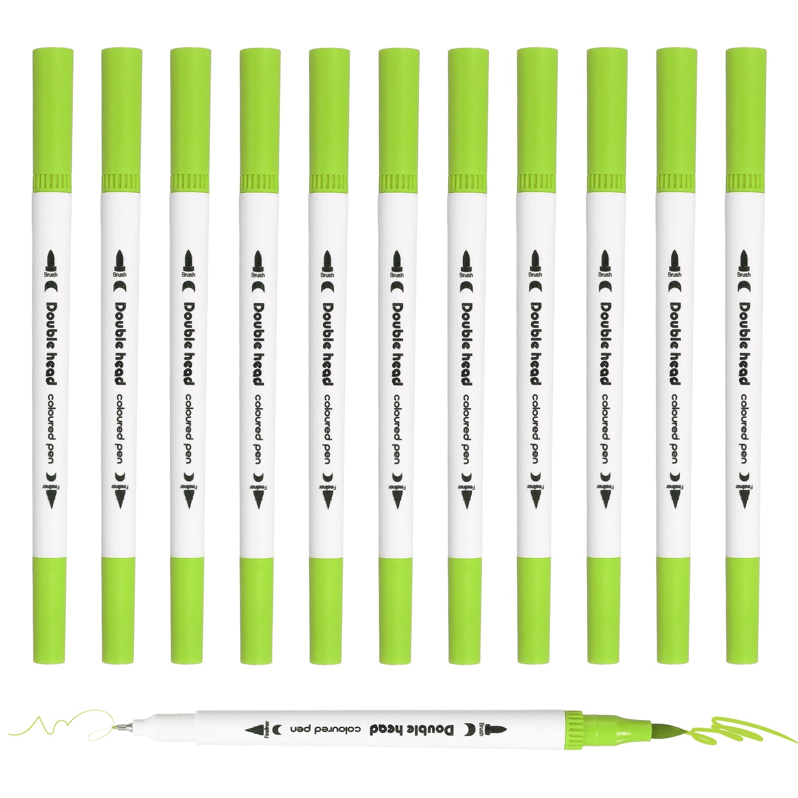 PATIKIL 12Pack Dual Brush Markers, Yellow Green Watercolor Fine and Brush Tips Pens Colored Marker Calligraphy Coloring Art Supplies Set for Coloring Book Illustration Sketching Journaling