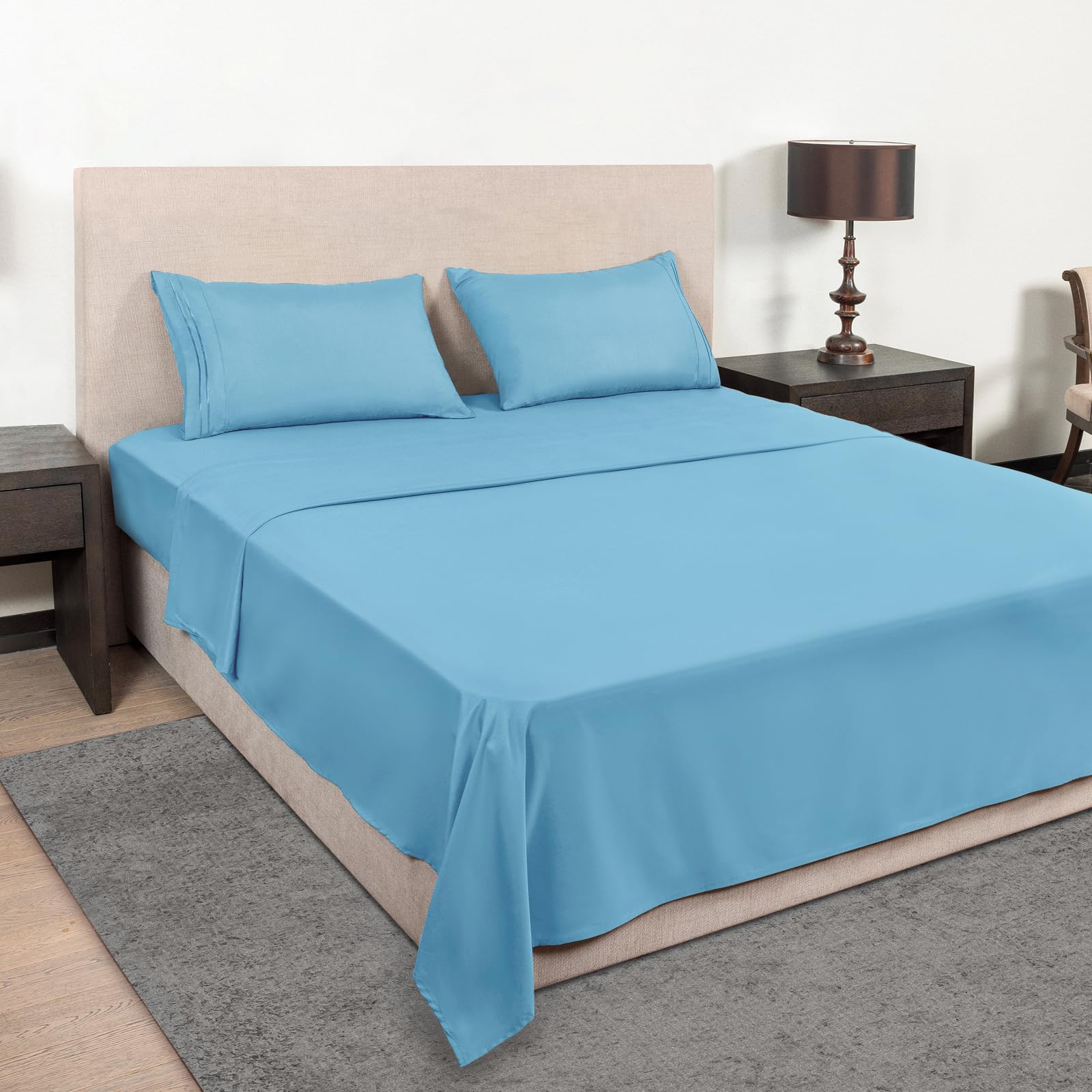 Queen Size Bettwäsche-Set 4-teilig – Weiche Mikrofaser, Kühlend & Knitterfrei | Hotelqualität Mit Tiefen Taschen | Wüstenblume Design