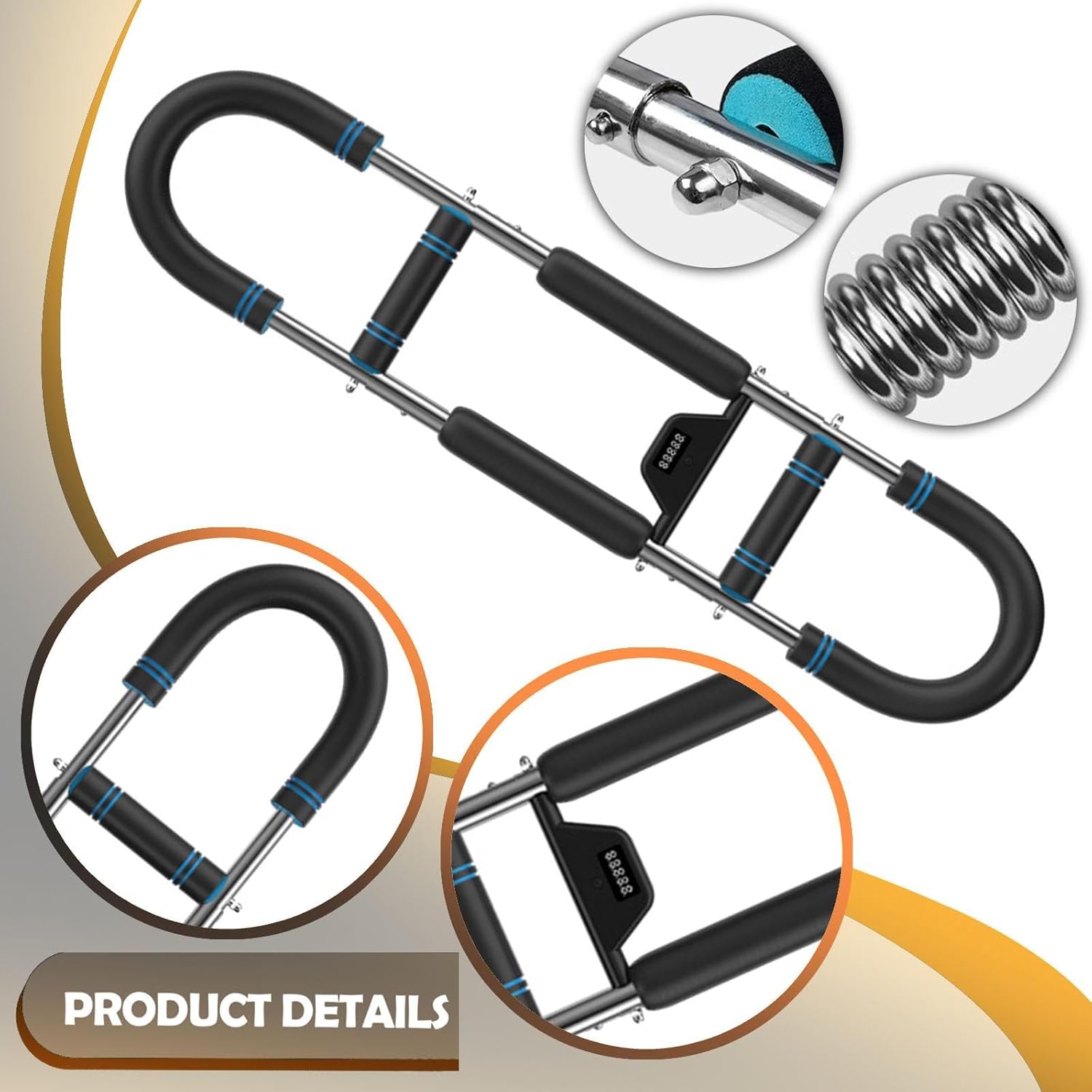 アームトレーニング器具 筋力増進ツール 調整式抵抗 デジタルカウンター付き ダブル厚鋼製バネ NBR高密度フォーム包み込み 柔軟袖