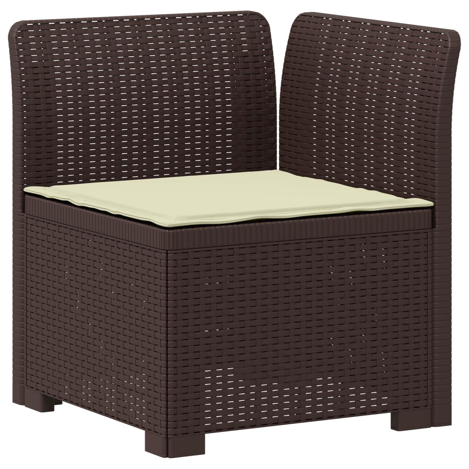 4-osobowa sofa ogrodowa z poduszkami, polipropylen, brązowa, wygląd rattanu, odporna na warunki atmosferyczne, modułowa, możliwość rozszerzenia, na taras, balkon, do relaksu i relaksu na