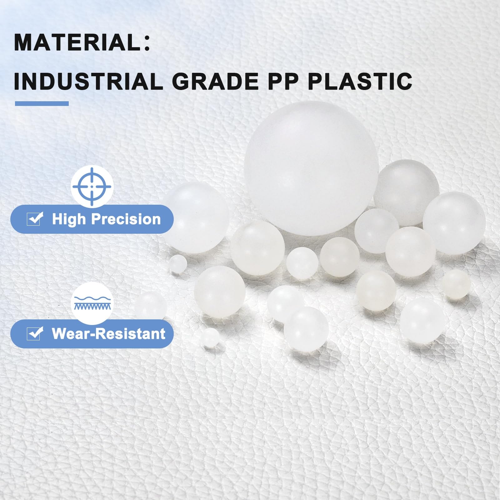 QUARKZMAN 50 Piezas Bolas de Rodamiento Plástico PP 15mm Precisión G2 Superficie Escarchada Blanco