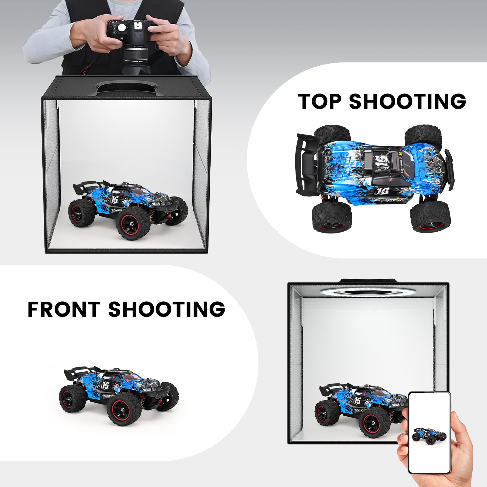 Sunowl Fotografia Luce Box per Studio Portatile, Luminosa per Studio con 120 Luci LED, kit Tenda da tiro portatile dimmerabile con 6 Sfondi Antipolvere CRI > 95 (30×30×30 CM)