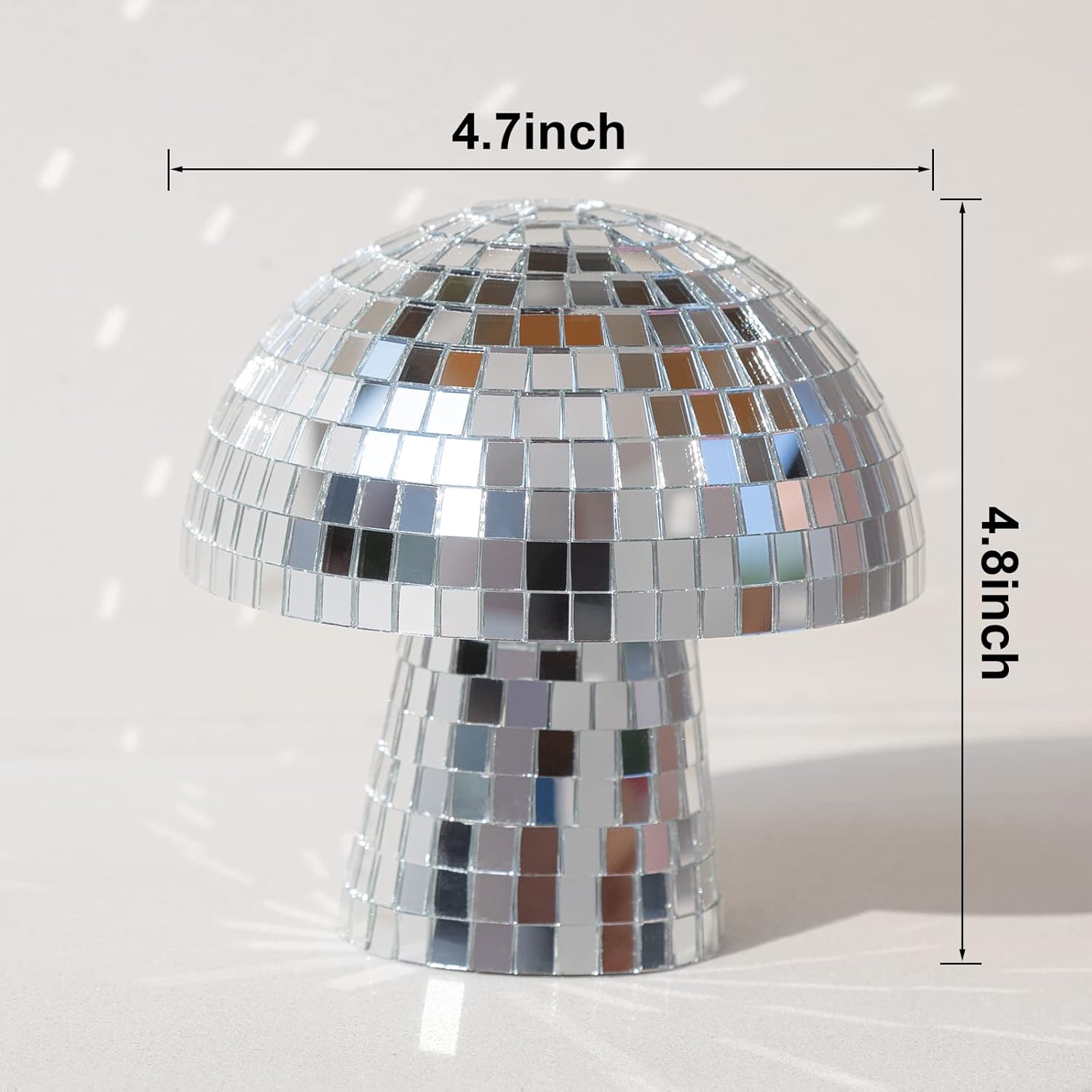 Silver Mushroom Disco Ball, Disco Mirror Reflective Ball, 4.8Inch Mushroom Disco Ball Lights for Unforgettable Home Parties and Stage Decor