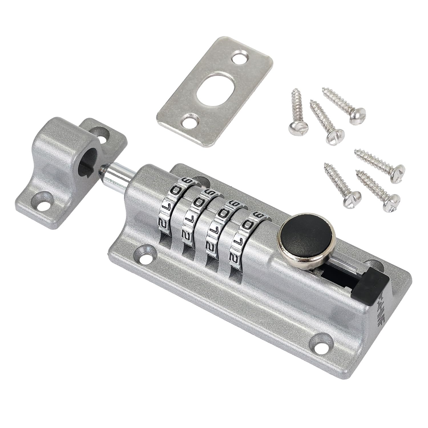 HMF Deadbolt 3591-09, Door Bolt with 4-Digit Combination Code Made of Zinc Alloy, 12.2 x 4 x 4.8 cm, Silver