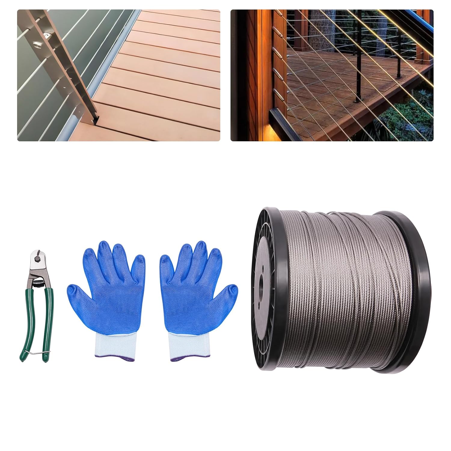 Amazon.com: Braided Stainless Steel Deck Cable Railing Kit, 7x7 Strands ...