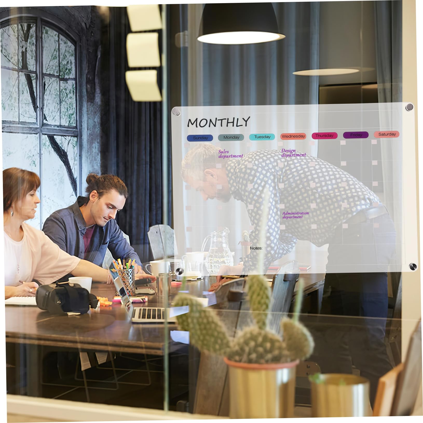 SHINEOFI Calendrier Mural Acrylique Transparent Tableau Effaçable à Sec Pour Mur Tableau Magnétique Réutilisable Pour Réfrigérateur