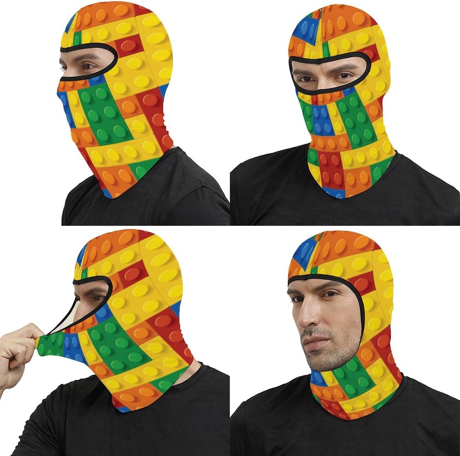 Colorful Building Blocks Full Face Mask for Men Women Fishing Neck Gaiter Motorcycle Scarf Sun Protection Headwear image 5