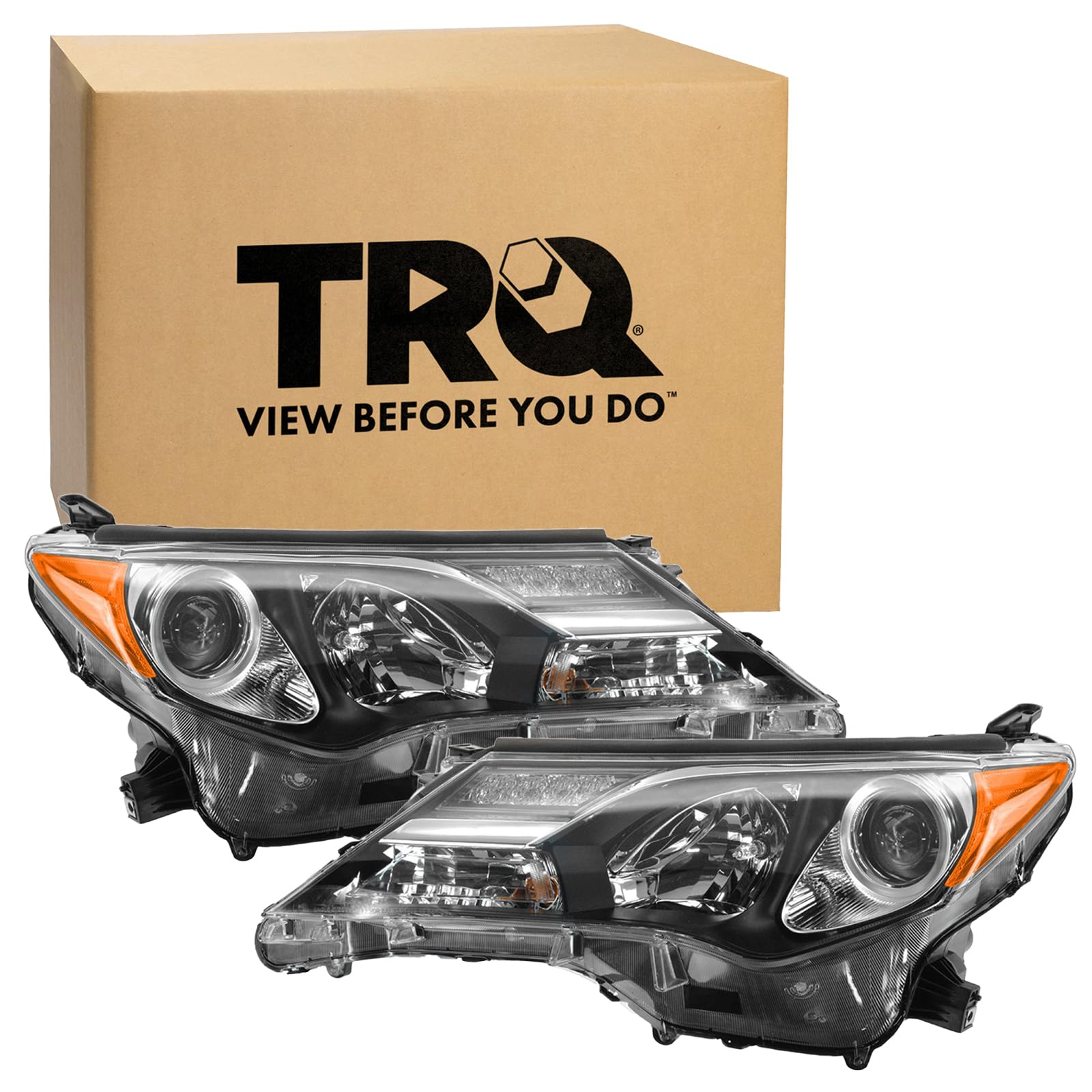TRQ 2 Piece Headlight Assembly Set Driver &amp; Passenger Side Compatible with Toyota Rav4 2013-2015 US Bulit Models TO2502217 TO2503217 811100R040 811100R042 811500R040 811500R042