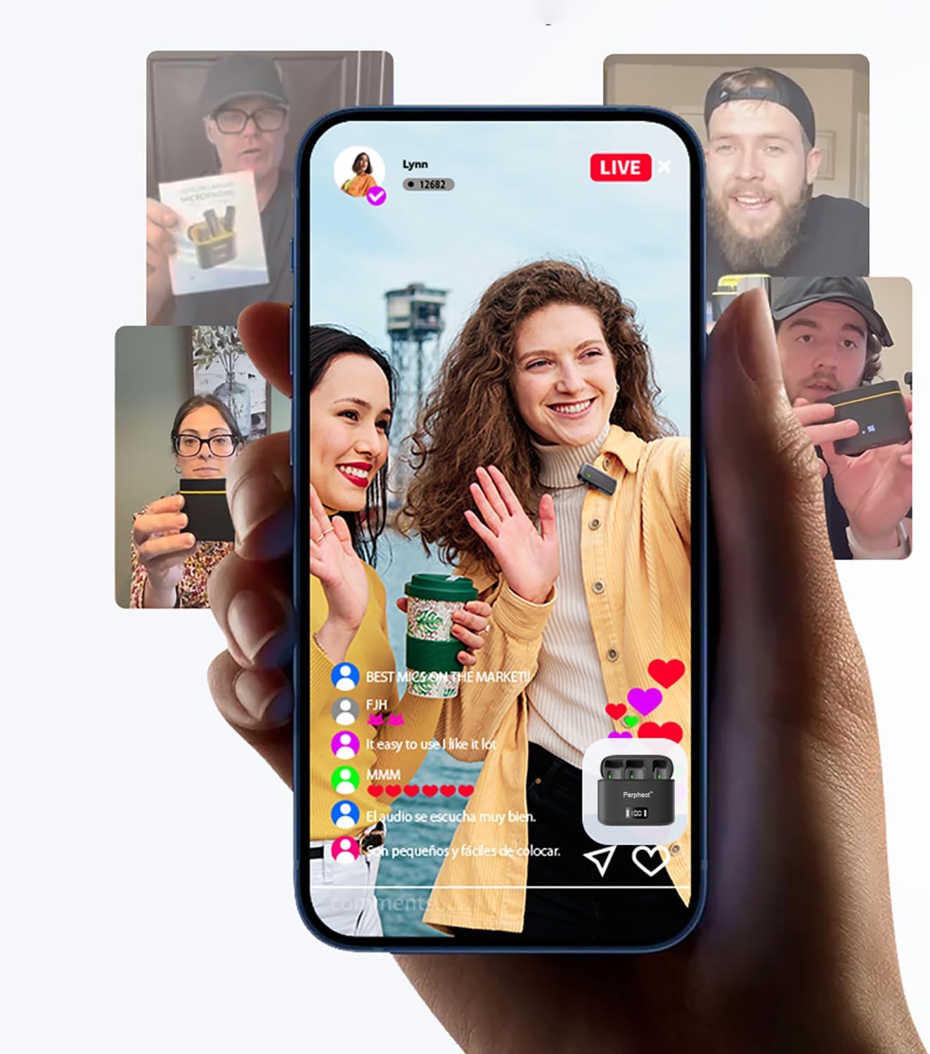 2 Pack Mini Wireless Lavalier Microphone for iPhone Android, Charging Case, 130ft Range, Smart Noise Cancellation, CD-Quality Sound for Video Recording Vlogging Podcast (Lightning)