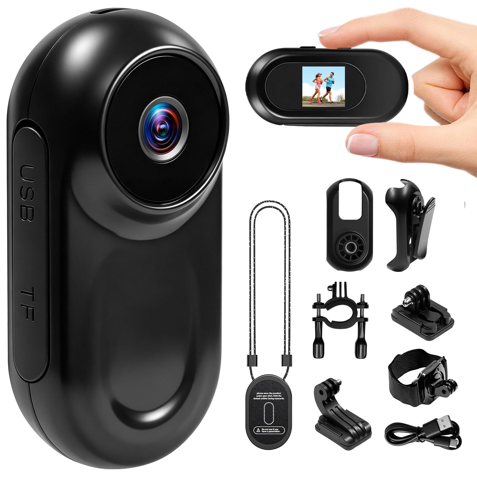 Mini Action Cam, Bodycam 1080P HD Portatile Vlogging Fotocamera