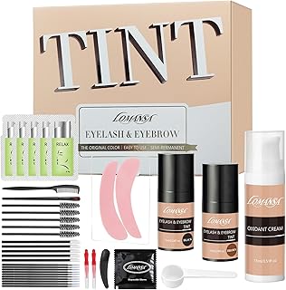 Lomansa Brow and Eyelash Tint Kit, Black & Brown Lash Tint, 4 in 1 Quick Dye, Last up to 4 Weeks, Suitable for Salon & Home Use with All Tools
