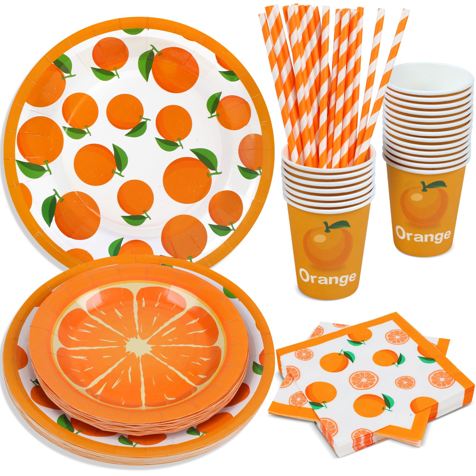 Orange Themed Cupcake Wrappers - Set Of 24 Reversible Watercolor Fruit To Polka Dot Designs