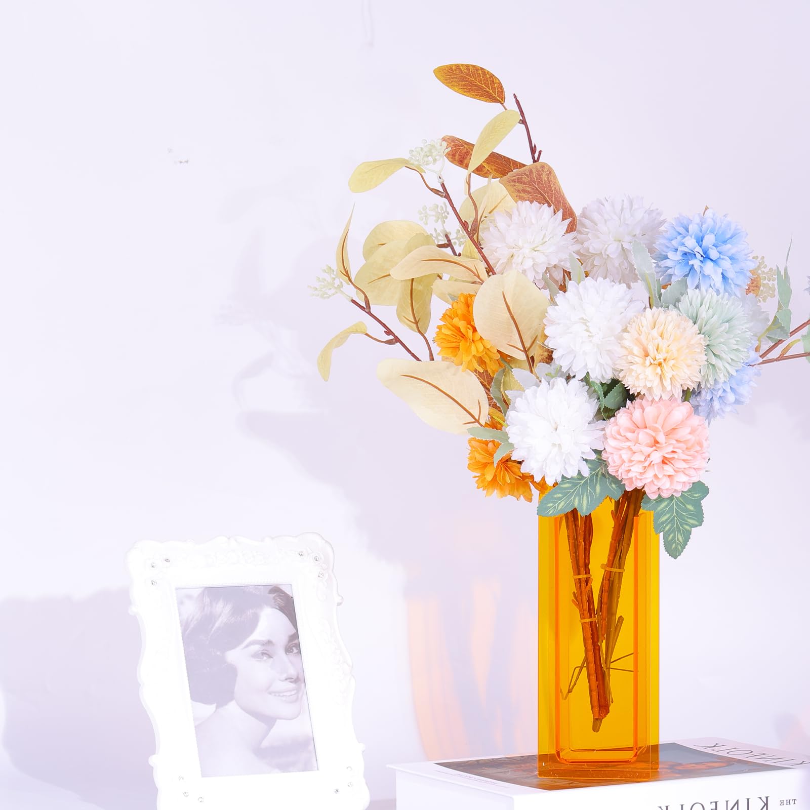 Amazon.co.jp: オレンジ 広口 アクリル花瓶 モダン アクリル 花瓶