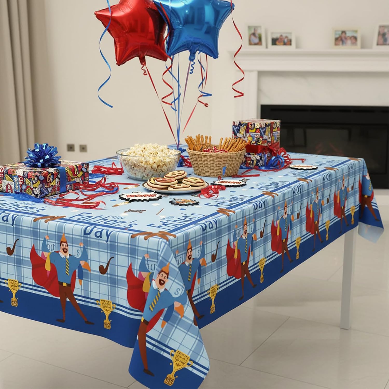 3PCS Fathers Day Tablecloth 53.94x107.87 Inch Happy Fathers Day Tablecloth fathers day Decorations for Party Supplies fathers day Table Cloth Party Table Cloth for Home Dinner Picnic Buffet Tables image 3