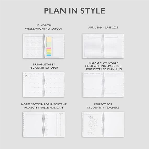 Blue Sky 2024-2025 Academic Year Weekly and Monthly Planner, 7 x 9, Flexible Cover, Wirebound, Regency Frosted (150676)