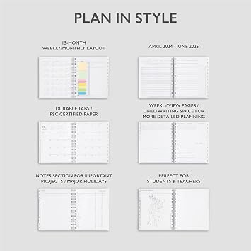 Blue Sky 2024-2025 Academic Year Weekly and Monthly Planner, 7 x 9, Flexible Cover, Wirebound, Regency Frosted (150676)