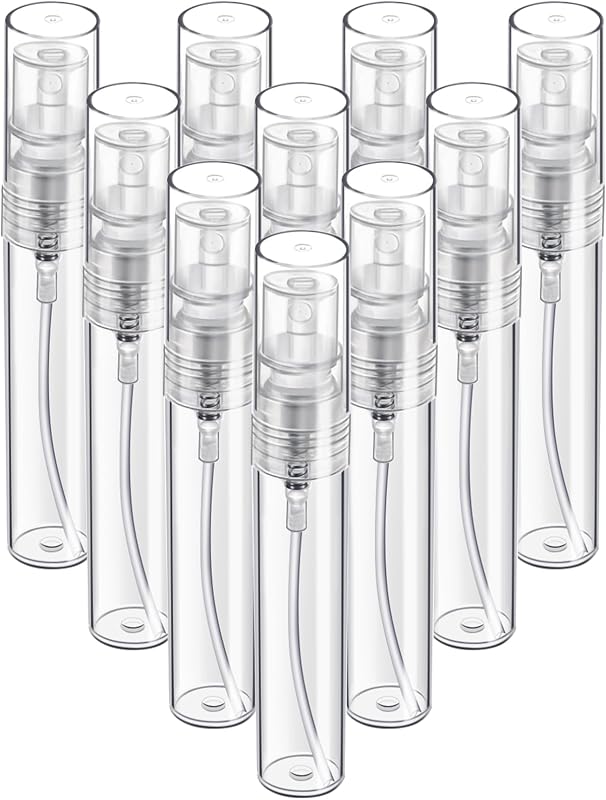 Fandamei Frasco Spray Mini Recarregável de Plástico Transparente 5 mL, Pacote com 10
