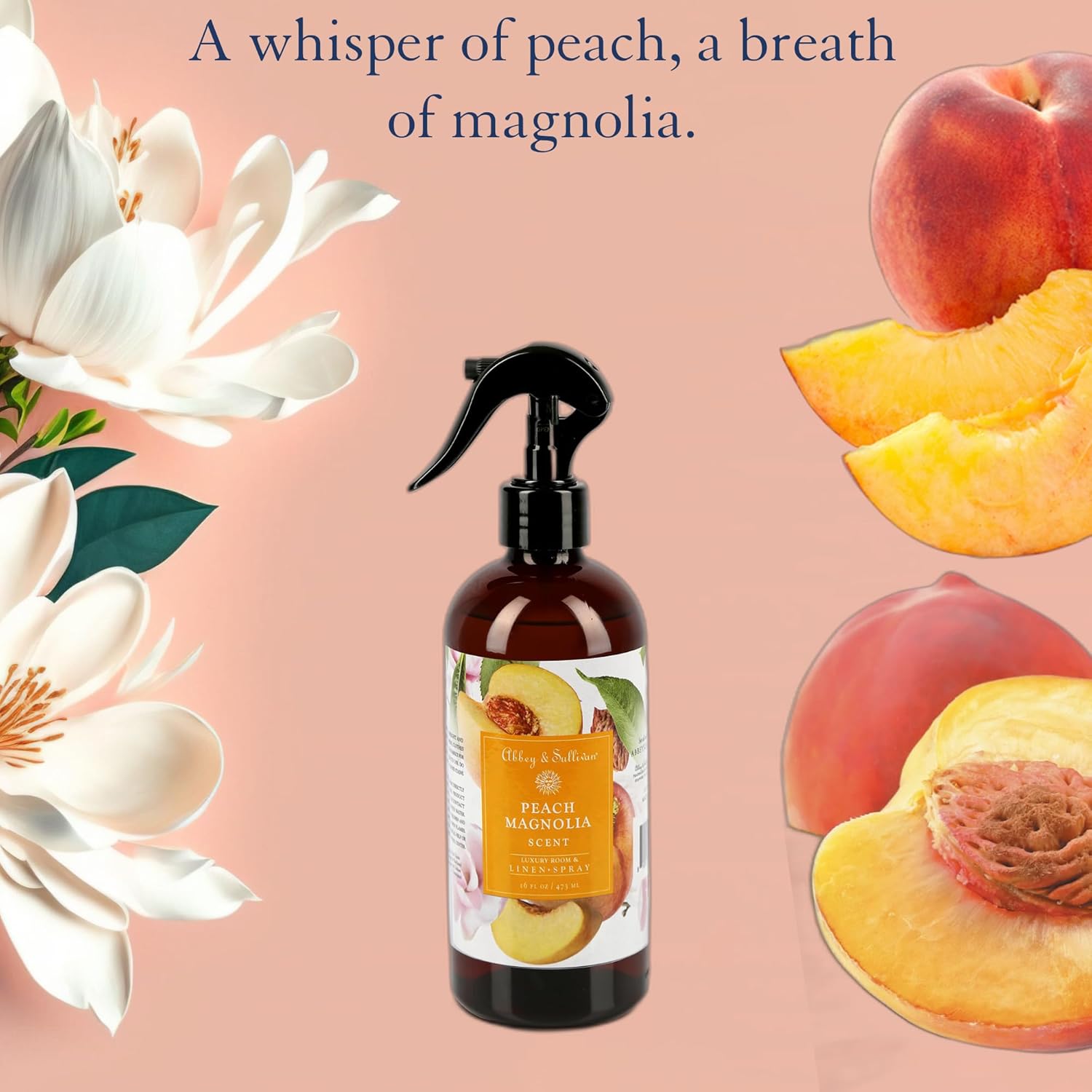 Abbey & Sullivan Linen Spray, Peach Magnolia, Fabric Freshener and Fragrance Room Spray, Pack of 2, 16 oz - Image 2