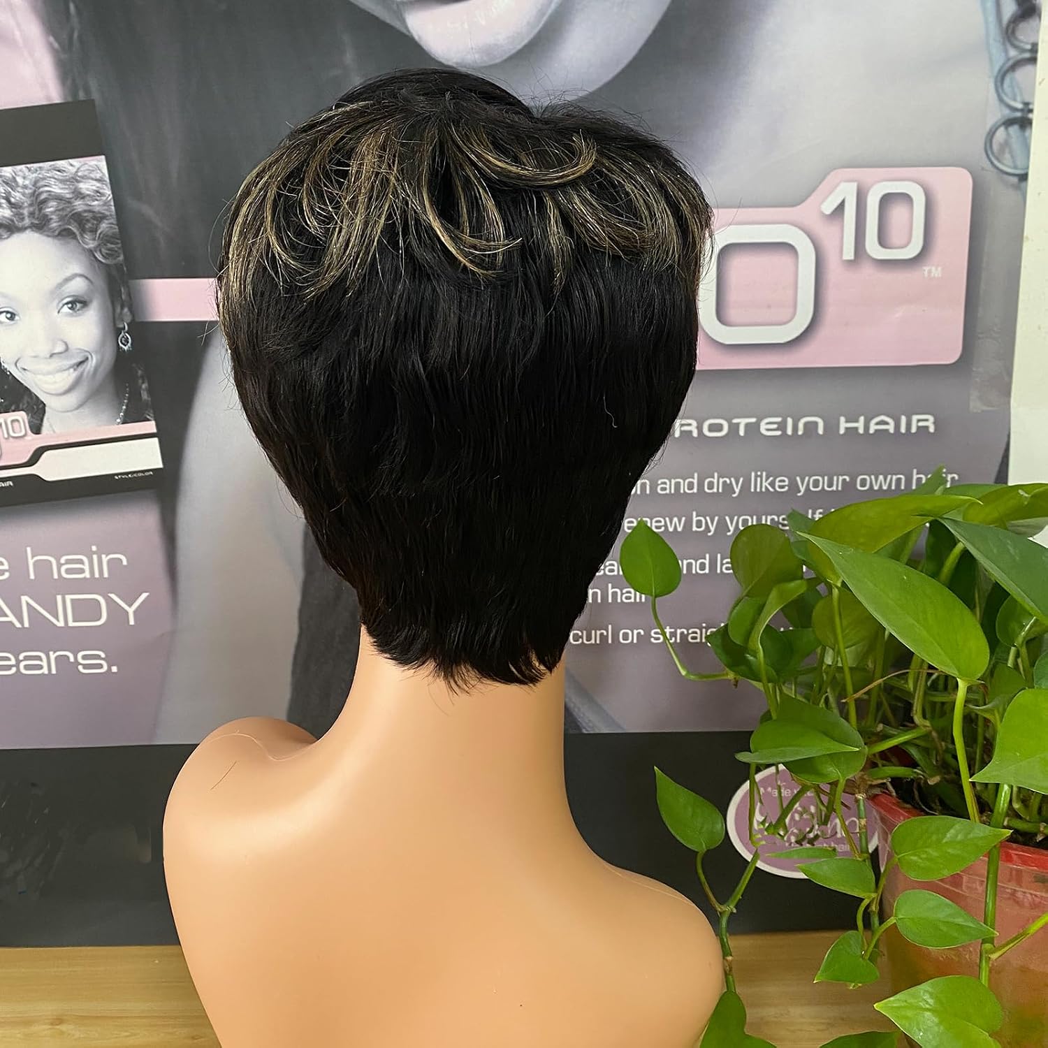 YOUKNOWIG Human Hair Short Wigs Pixie Cut Wigs With Bangs Brazilian Remy Human Hair Wigs For Black Women Full Machine Made Wig 1B/27 Color