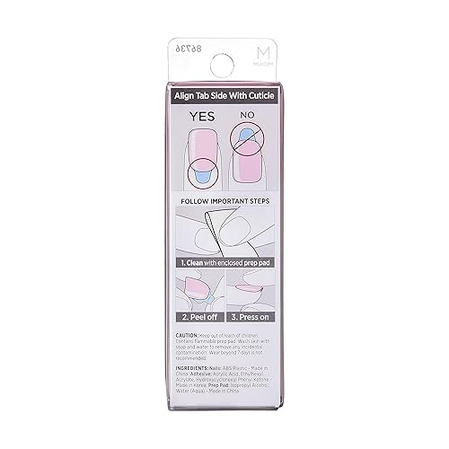 Miniatura 3 de KISS imPRESS - Uñas a presión sin pegamento Mani, color Pink Dream', rosa, tamaño mediano, forma de ataúd, incluye 30 uñas, almohadilla de