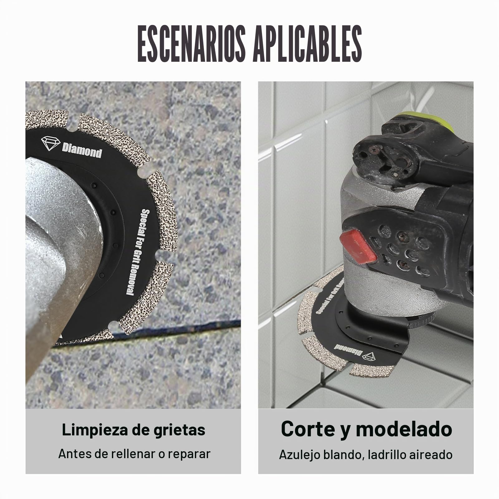 3 herramientas multifunción de diamante con adaptador, multiherramienta de hojas de sierra oscilación, para azulejos de cerámica, ladrillos huecos, cemento, azulejos blandos, mampostería