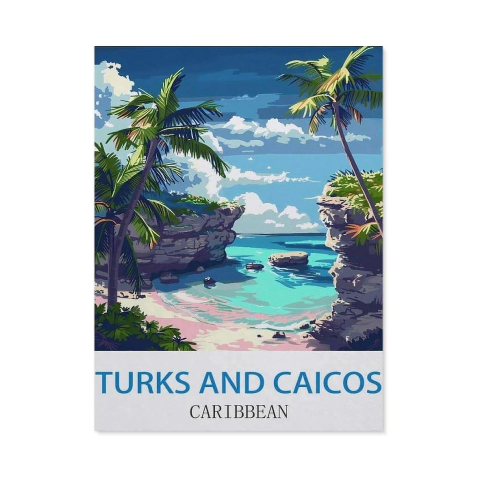Beayodkp （30 X 40 Cm/11.81 X 15.74 Inches） Diy Diamond Painting，Turks And Caicos Caribbean，Cross Stitch Full Drill 5D Embroidery Mosaic Wall Decor Art-Ci43