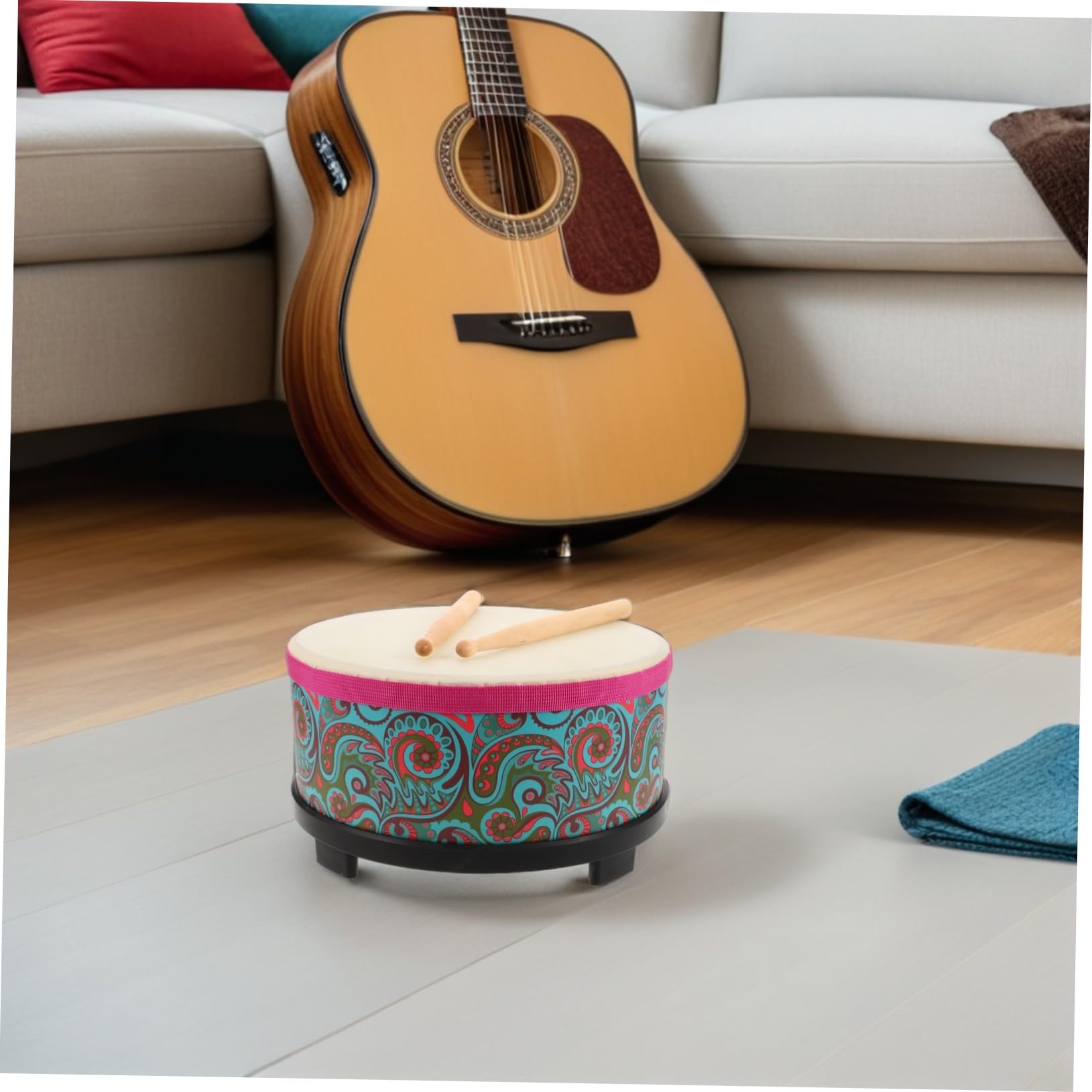 LIFKOME Strumento Orff Verde con Motivo Floreale Percussione Sicuro e Compatto per Gioco Musicale Educativo per Scuola e Feste