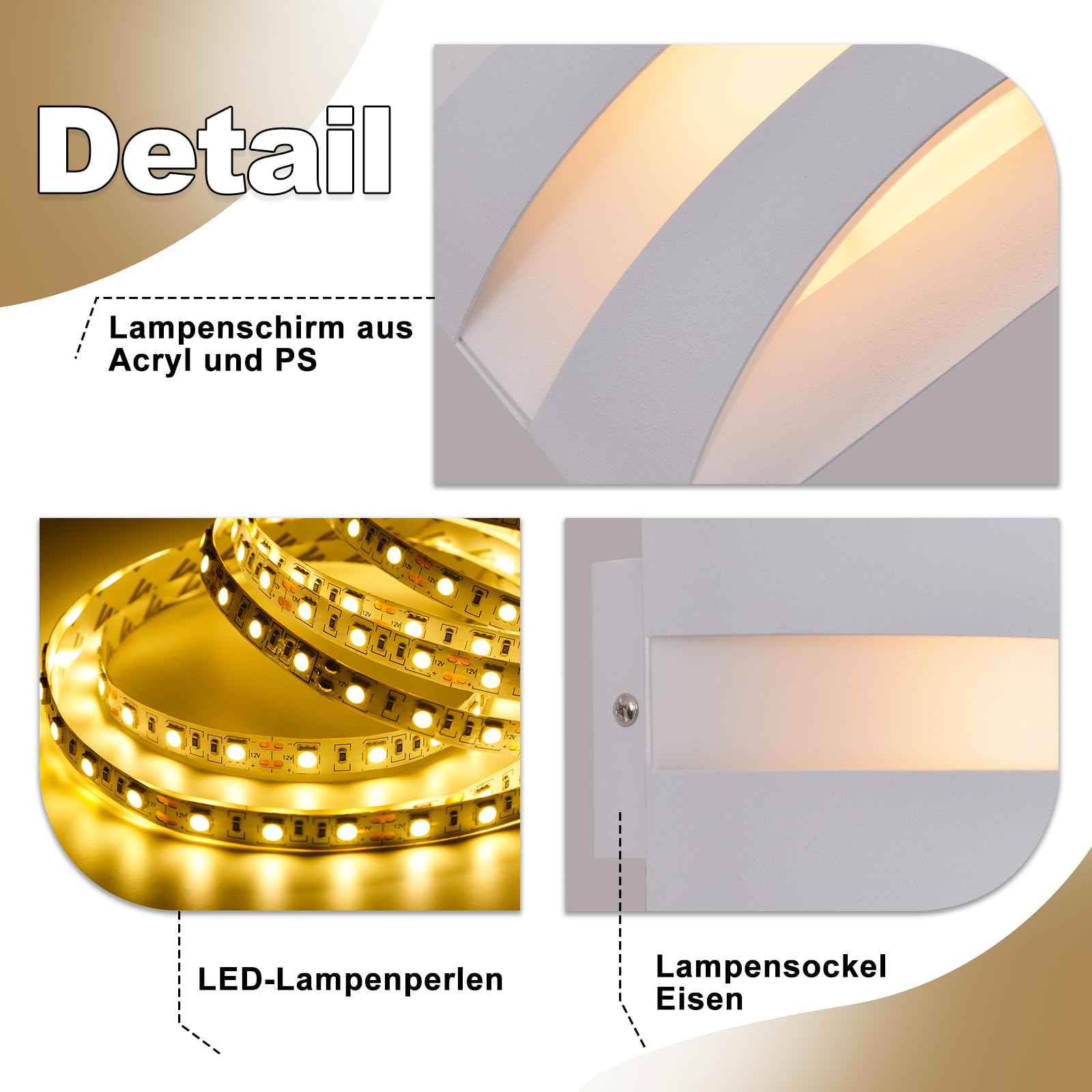 Homefire LED Wandleuchte Innen Wandlampe 4ER 5W Weiß Modern Design | Wandbeleuchtung Wohnzimmer 3000K Up and Down Leuchten Flur Lampe Wand Aus Metall+Acryl Wandlicht für Schlafzimmer Treppenhaus