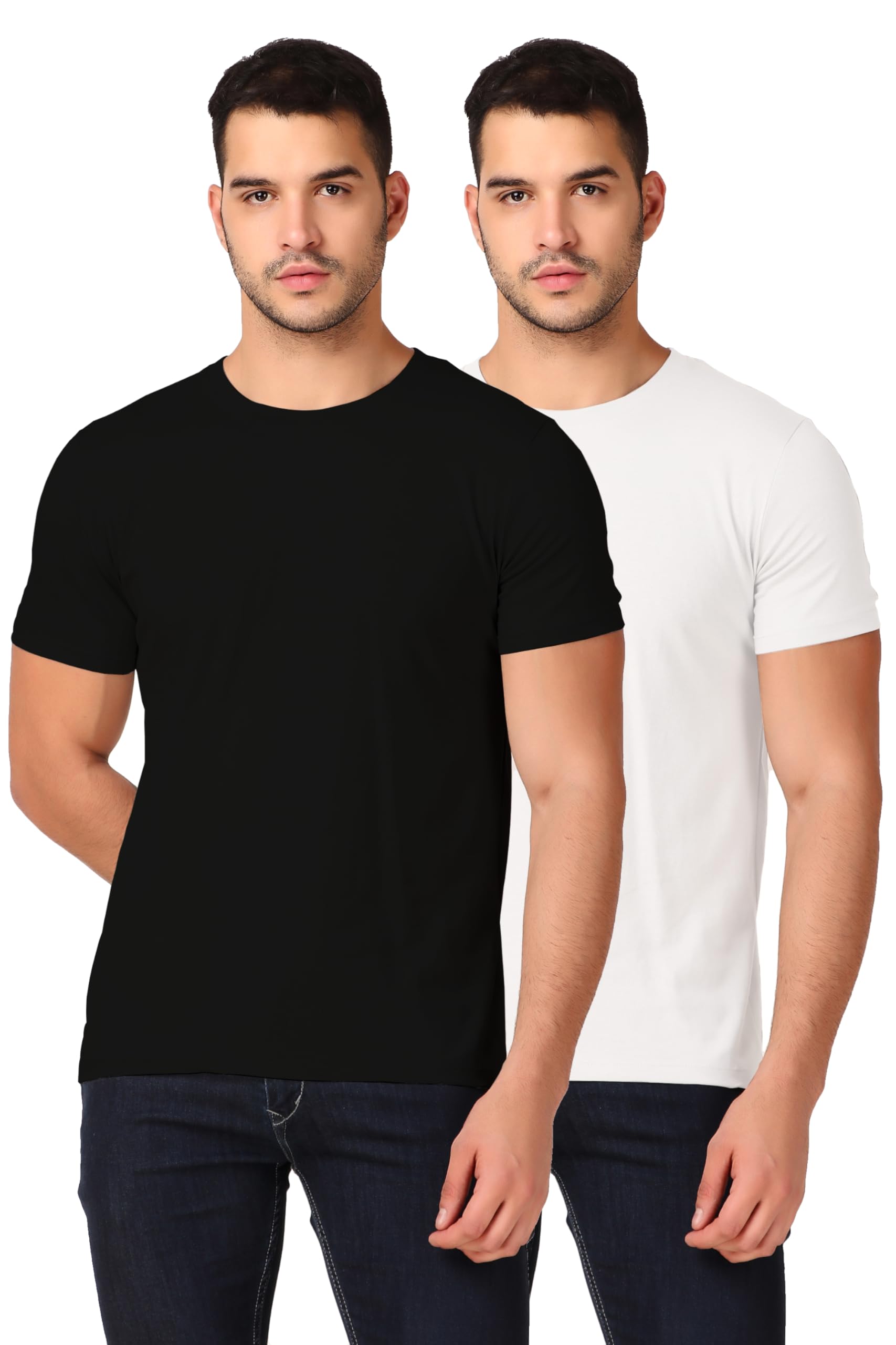 inner element Men's Super Combed Cotton Solid Round Neck Half Sleeve T-Shirt with Stay Fresh Treatment - 100% Cotton Tshirt | Pack of 2-picture-35