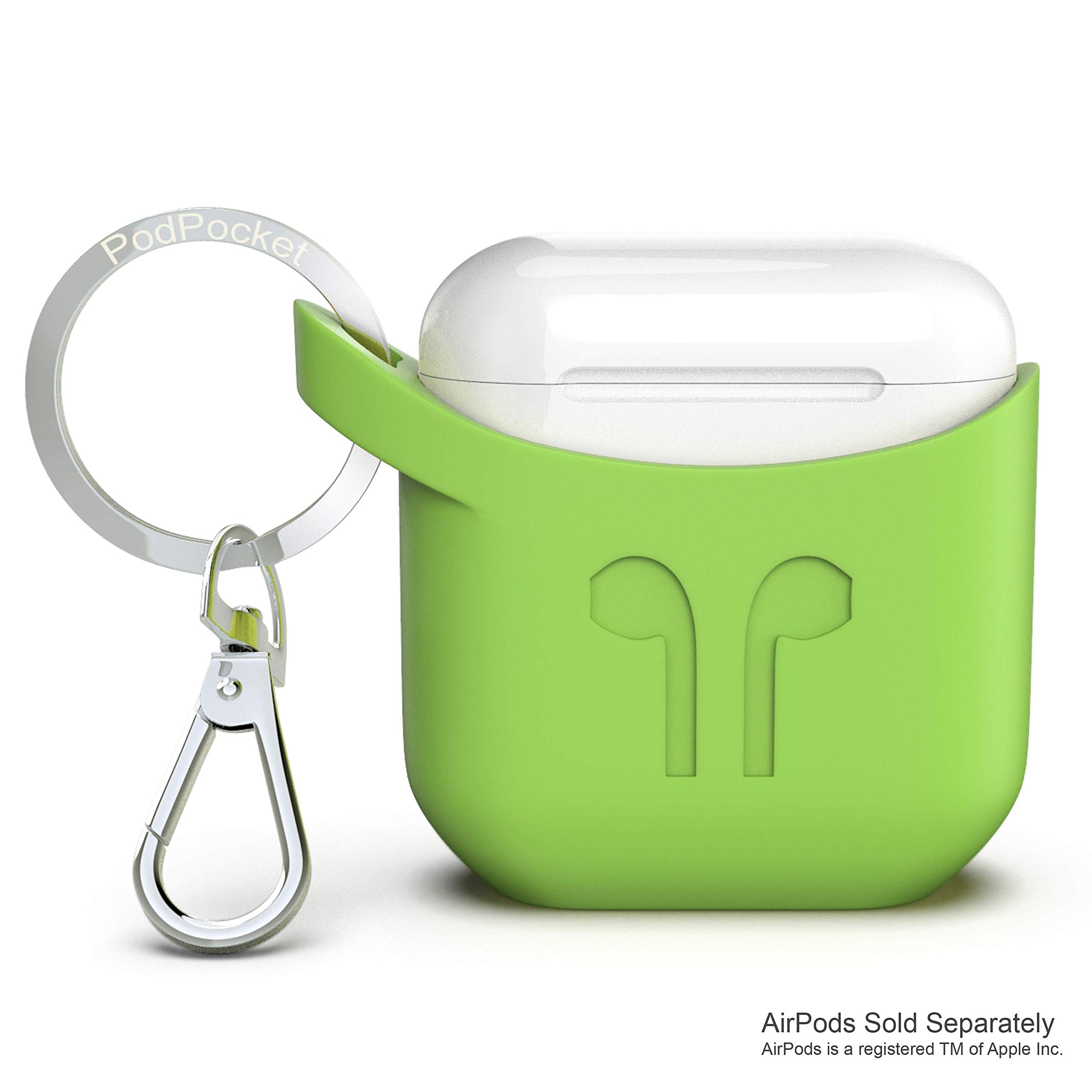 PODPOCKET Silicone Case for Airpods | Precision molded for perfect fit and stability, Industry-leading thickness for max protection (Pear Green)