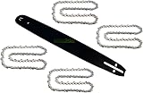 50 cm (20") / 1.5 mm / 0.325" / 76 TG bar + 4 x Chain Compatible with Many Chainsaw - 1