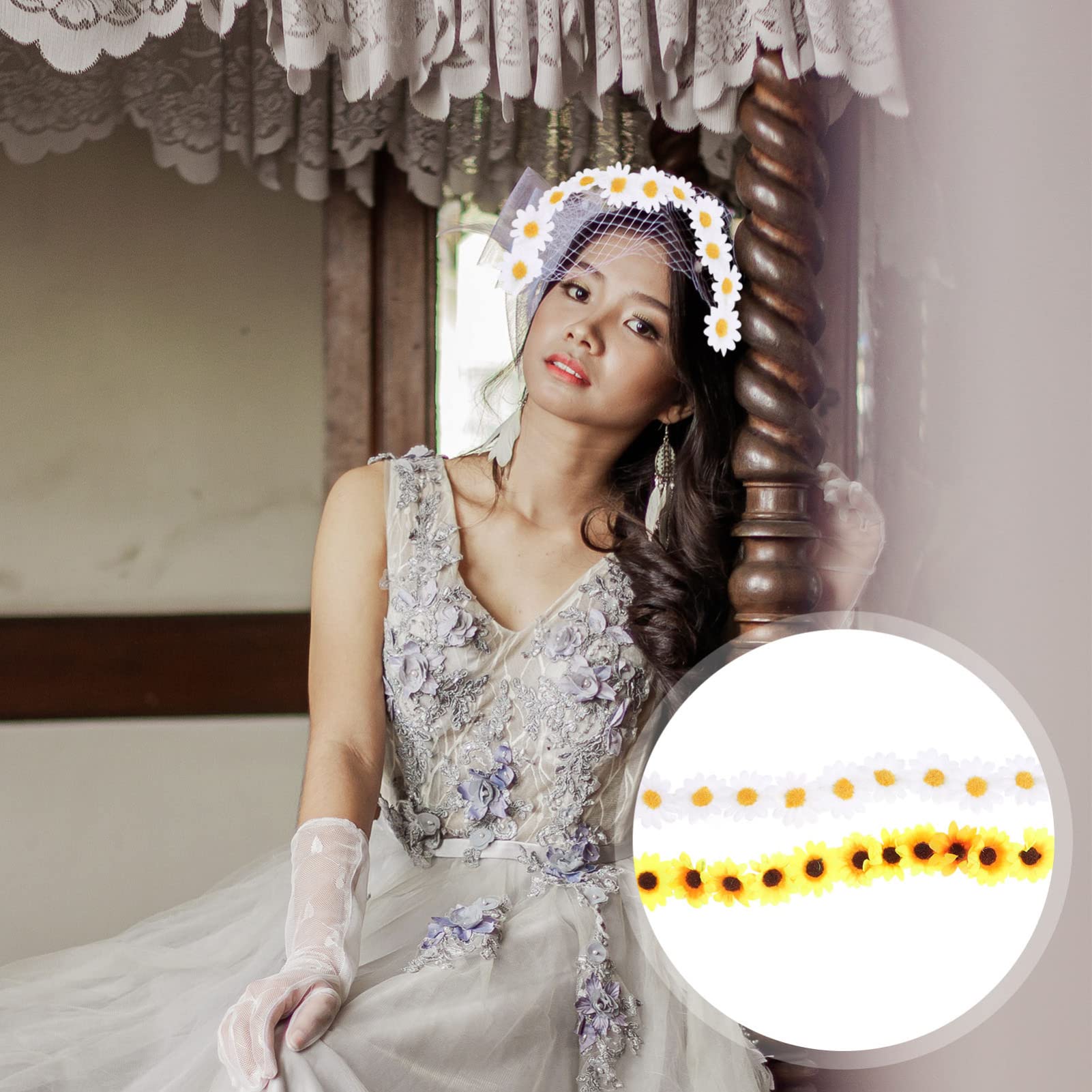Beaupretty 8piezas Diadema De Girasol Artificial Para Bodas y Fiestas De Accesorios De Playa Para Novias y Celebraciones Decoraciones De Fiesta